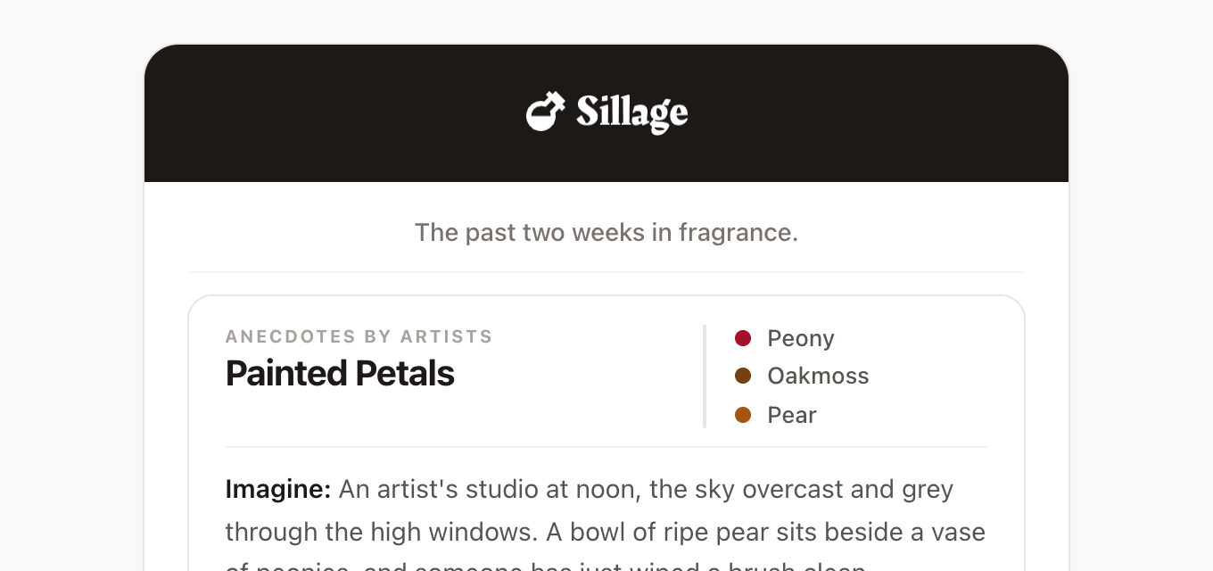 The top of the weekly digest email rendering the Sillage logo in its header